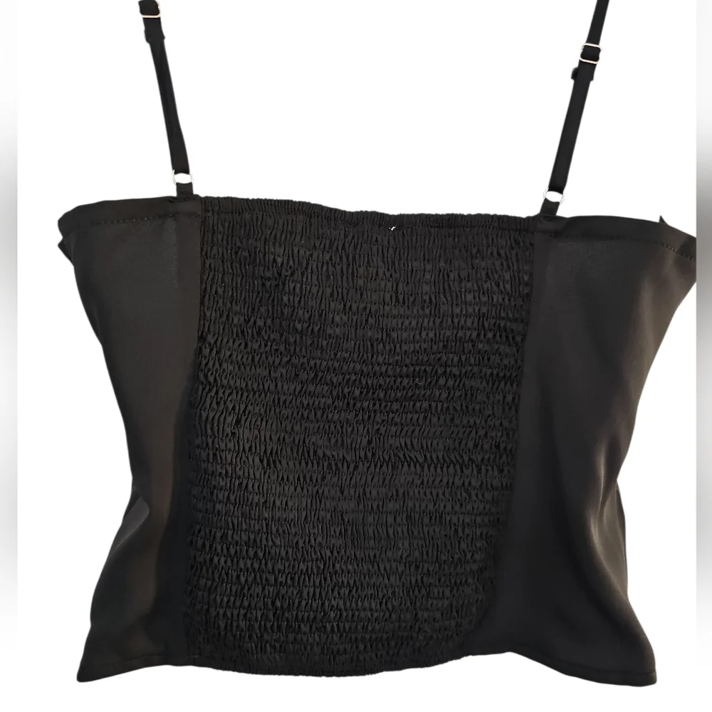 Anthropologie Black Womens Babydoll Top Size S Camisole Cropped Y2K Neutral - Picture 2 of 4